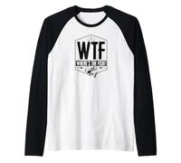 WTF Where's The Fish Funny Fishing Joke Hook Lure Bass Raglan Baseball Tee