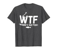 WTF Where's The Fish - Funny Fishing Pun T-Shirt, Men, Dark Heather Grey, 4X-Large