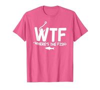 WTF Where's The Fish - Funny Fishing Pun T-Shirt, Men, Pink Heather, Medium