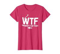 WTF Where's The Fish - Funny Fishing Pun T-Shirt, Women, Red Heather, Medium