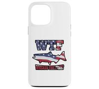 WTF Where's the Fish? Funny King Salmon Fishing USA Flag Case for iPhone 13 Pro Max