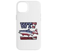 WTF Where's the Fish? Funny King Salmon Fishing USA Flag Case for iPhone 14 Plus