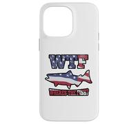 WTF Where's the Fish? Funny King Salmon Fishing USA Flag Case for iPhone 14 Pro Max