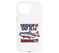 WTF Where's the Fish? Funny King Salmon Fishing USA Flag Case for iPhone 15