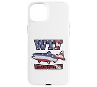 WTF Where's the Fish? Funny King Salmon Fishing USA Flag Case for iPhone 15 Plus