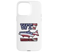 WTF Where's the Fish? Funny King Salmon Fishing USA Flag Case for iPhone 15 Pro Max