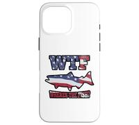 WTF Where's the Fish? Funny King Salmon Fishing USA Flag Case for iPhone 16 Pro Max