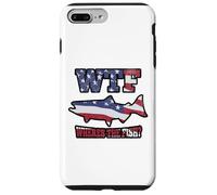 WTF Where's the Fish? Funny King Salmon Fishing USA Flag Case for iPhone 7 Plus/8 Plus