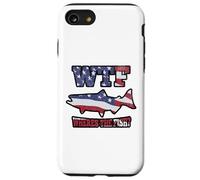 WTF Where's the Fish? Funny King Salmon Fishing USA Flag Case for iPhone SE (2020) / 7 / 8