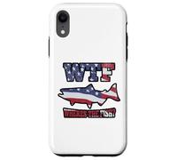 WTF Where's the Fish? Funny King Salmon Fishing USA Flag Case for iPhone XR