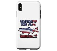 WTF Where's the Fish? Funny King Salmon Fishing USA Flag Case for iPhone XS Max
