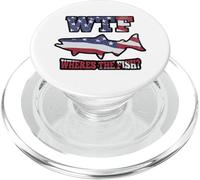 WTF Where's the Fish? Funny King Salmon Fishing USA Flag PopSockets PopGrip for MagSafe