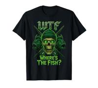 WTF Where's The Fish Men's Funny Fishing Hardcore Skull T-Shirt
