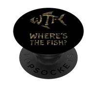 WTF Where's The Fish Men's Funny Fishing Humor Camo PopSockets Adhesive PopGrip