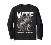 WTF Where's The Fish Men's Funny Fishing Vintage Long Sleeve T-Shirt
