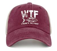 WTF Where's The Fish Trucker Hat Men Trendy Mesh Cap for Summer Deep Rose