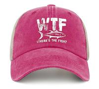 WTF Where's The Fish Trucker Hat Men Trendy Mesh Cap for Summer Pink