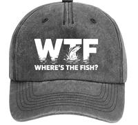 WTF Where's The Fish Vintage Baseball Cap - Fishing Hat (Black)