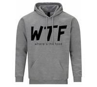 WTF - WHERE'S THE FOOD ? Unisex Size | Customized Hoodie | Personalised Gifts for Men, Women & Kids | Funny Hoodie for Events (UK, Alpha, XXL, Regular, Regular, Grey)