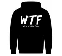 WTF - WHERE'S THE FOOD ? Unisex Size | Customized Hoodie | Personalised Gifts for Men, Women & Kids | Funny Hoodie for Events (UK, Alpha, M, Regular, Regular, Black)