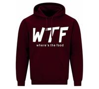 WTF - WHERE'S THE FOOD ? Unisex Size | Customized Hoodie | Personalised Gifts for Men, Women & Kids | Funny Hoodie for Events (UK, Alpha, S, Regular, Regular, Maroon)