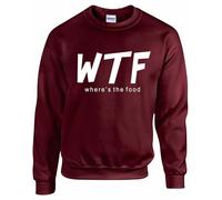 WTF - WHERE'S THE FOOD ? Unisex Size | Customized Sweatshirt | Personalised Gifts for Men, Women & Kids | Funny Sweatshirt for Events (UK, Alpha, XXL, Regular, Regular, Maroon)