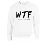 WTF - WHERE'S THE FOOD ? Unisex Size | Customized Sweatshirt | Personalised Gifts for Men, Women & Kids | Funny Sweatshirt for Events (UK, Alpha, M, Regular, Regular, White)