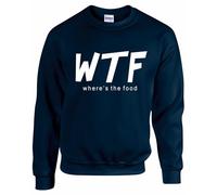 WTF - WHERE'S THE FOOD ? Unisex Size | Customized Sweatshirt | Personalised Gifts for Men, Women & Kids | Funny Sweatshirt for Events (UK, Alpha, M, Regular, Regular, Navy)