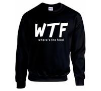 WTF - WHERE'S THE FOOD ? Unisex Size | Customized Sweatshirt | Personalised Gifts for Men, Women & Kids | Funny Sweatshirt for Events (UK, Alpha, S, Regular, Regular, Black)