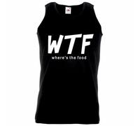 WTF - Where's The Food ? Unisex Size | Customized Vest | Personalised Gifts for Men, Women & Kids | Funny Vest for Events (UK, Alpha, XL, Regular, Regular, Black)