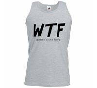 WTF - Where's The Food ? Unisex Size | Customized Vest | Personalised Gifts for Men, Women & Kids | Funny Vest for Events (UK, Alpha, XL, Regular, Regular, Grey)