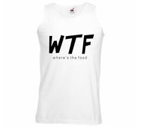 WTF - Where's The Food ? Unisex Size | Customized Vest | Personalised Gifts for Men, Women & Kids | Funny Vest for Events (UK, Alpha, M, Regular, Regular, White)