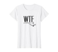 WTF Win the Face Off, Hockey mom Value Graphic T-Shirt, Women, White, L