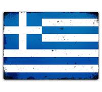 WTF | Worn World Flags - Greece | Sticky-Pads - Metal Wall Sign Plaque Art Inspirational