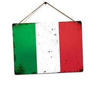 wtf | Worn World Flags - Italy | Twine - Metal Wall Sign Plaque Art Inspirational