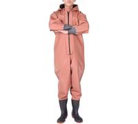 WTF68CFG Waterproof and durable Fishing Pants Hipster Pants 1.1mm Thick PVC Fishing Pants With Wading Boots One Piece Zip Set With Rubber Gloves(Black1,7.5 UK)