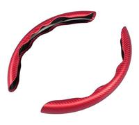 WTGCZDHY 2 Pcs Car Segmented Steering Wheel Covers for Porsche Cayenne Coupe,Breathable Non-Slip Carbon Fiber Steering Covers,Interior Accessories,A-Red