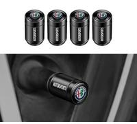 WTGOIGJTB 4 Pcs Tyre Valve Caps for Alfa Romeo Stelvio 2017-2022, Tyre Valve Dust Caps with Rubber Seal Air Leakproof Dustproof Beautiful and Colorfast,Black