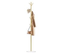 Wtiujhg Coat Rack, Metal Freestanding Coat Rack with 8 Hooks, Sturdy Coat Tree with Natural Marble Base for Coats, Hats, Scarves and Handbags for Entryway, Hallway, Bedroom, Office,Dorm (Gold)