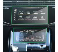 WTIXCRQ Interior accessories Compatible With Q8 2019 2020 2021 1 Pcs Car Navigation Tempered Glass Screen Protective Film LCD Dash Board Screen Guard(Up and down screen)