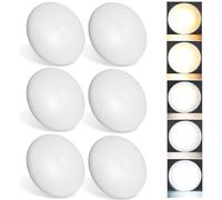 WTL 5CCT LED RV Dome Ceiling Lights, On/Off Switch, DC 12V Surface Mount Interior Puck Light for Slim Motorhome, Trailer, Boat, Camper Lighting, 5W, 2700K/3000K/3500K/4000K/5000K, 4.5 Inch, 6 Pack