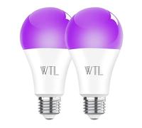 WTL UV Light Bulbs, A60 9W E27 Black Light Bulb (Equivalent 60Watt) 380-400nm Wavelength, UV Black Light Bulbs Glow in The Dark for Home Party Halloween Stage DJ Disco Lighting (2 Pack)