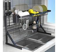 WTLONBF 2 Tier Stainless Steel Dish Drying Racks with Drip Tray,44X25X28Cm / 17X10X11In,Gray Dish Rack with Drainer for Kitchen Storage Organizer Counter, Stainless Steel Dish Dr,Style #6