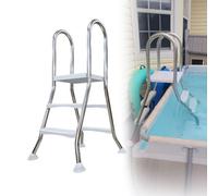WTLONBF 85cm Sturdy 304 Stainless Steel Pool Ladder, Double Side Above Ground Pool Ladder, 2 Steps Pool Stairs Above Ground, Pool Steps Above Ground, Heavy Duty Anti-Slip Ladder 550 lb Capacity,33