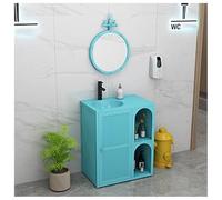 WTLONBF Bathroom Sink Cabinet, Modern Freestanding Vanity Unites Wash Basin, Industrial Wrought Iron Bathroom Pedestal Sinks, Floor Standing Under Sink Vantiy(E-with Mirror)