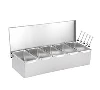 WTLONBF Commercial Spice Rack Set, For Kitchen Pantry Buffets, Fruits Ingredients Seasoning Container, Stainless Steel Spice Seasoning Food Container Pans, Countertop Condiment Racks(38.5x15x8.8cm)