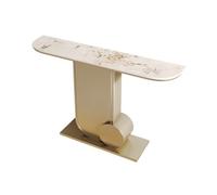 WTLONBF Console Table, Console Table with Faux Marble Top, Modern Entrance Table with Metal Base for Living Room, Modern Sofa Side Table, Tv Console Table,Art Deco Furniture(White,Medium)