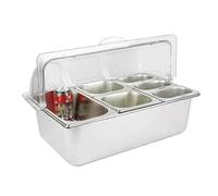 WTLONBF Countertop Food Serving Display Container, Buffet Condiment Dispenser Display Rack With Clear Lid Freezer Boxes For Restaurant Hotel Kitchen Party(Silver-A,F)