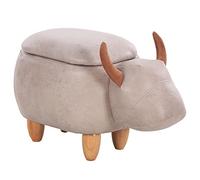 WTLONBF Cow Print Animal Foot Stool with Storage Leather Footrest 14.5" Vanity Stool Footstool for Living Room Dressing Room Bedroom Playroom Nursery Brown A,/Beige-24D x 11W x 13H cm