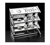 WTLONBF Expandable Spice Rack Organizer Shelf, Stainless Steel Commercial Condiment Racks, Countertop Holder For Seasoning Fruits Ingredients, Kitchen Buffets Food Container Dispenser(Silver-c)